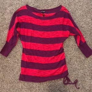 Express red purple striped sweater, size XS.